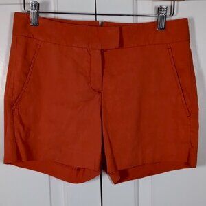 Theory Luxury Orange Linen Blend High Waisted Tailored Chic Summer Shorts Size 0